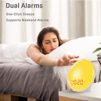 Lever du soleil réveil lumière de réveil simulateur d'aube minuterie de sommeil 8 sons plein écran lumière couleur RVB plus lumineuse avec chargeur USB
