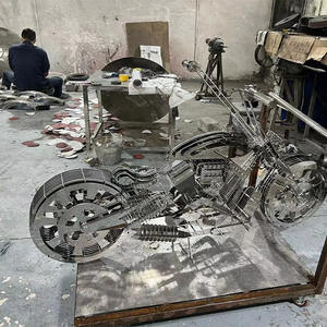 Decoración personalizada para interiores y exteriores Cool Future Technology Modern Metal Crafts Gold Silver Motocicleta Escultura de acero inoxidable - Product Image 6