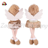 Zaves 14x5x3 pouces, figurines d'anges jumelles assises pour intérieur, Noël, polyester doux, or, blanc, kaki, taille personnalisée, direct usine