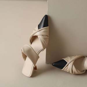 Chaussures élégantes à bout pointu pour femmes Cialisa, chaussures de mode été automne, cuir véritable respirant, couleurs mélangées, talons mi-hauts de 4,5 cm, <span class=keywords><strong>mules</strong></span> - Product Image 5