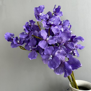 7 têtes Tactile <span class=keywords><strong>Vanda</strong></span> <span class=keywords><strong>Orchidée</strong></span> Fleurs Artificielles Haute Qualité Texture D'humidité Réaliste pour La Décoration Intérieure Mariage Halloween - Product Image 3