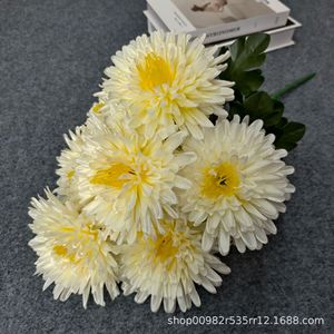 Chrysanthèmes artificiels transfrontaliers à 7 têtes pour le Festival Qingming, offrandes pour les visites aux tombes, grandes bouquets en soie pour les maisons funéraires 7TZJ - Product Image 4