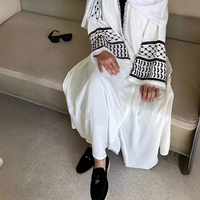 Robe longue grande taille pour femmes musulmanes Hijab vêtements de prière Khimar Cardigan brodé arabe Robe Abaya avec ceinture pour dames