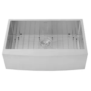 Luxury Brushed 304 Stainless Steel Kitchen Farm house Sink With Apron and Bottom Grid