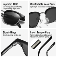 Lunettes de soleil sport unisexes tendance UV400, légères, à monture intégrale, polarisées, carrées, protection UV pour la pêche et le golf