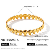 Nouveau Bracelet Femme en Acier Inoxydable Plaqué Or 18 carats avec Zircon, Motif Crâne Géométrique Tendance, Romantique et Haut de Gamme, Design Original