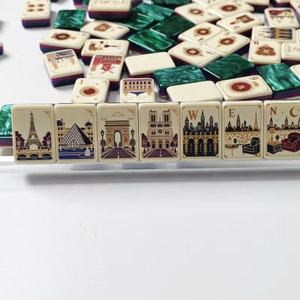 Jeu de tuiles de Mahjong décoratives style français, pièces de jeu en relief pour divertissement de table de fête - Product Image 2