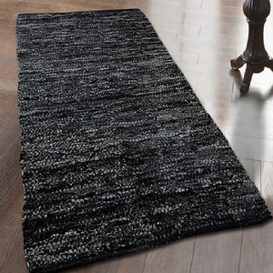 Alfombra de Cuero Reciclado a Rayas Reversible Tejida a Mano, Exclusiva y en Oferta, a Precio Económico para Sala de Estar, Hogar y Hotel - Product Image 4
