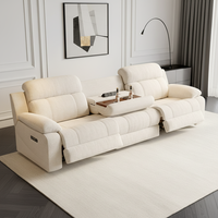 Sofá Reclinable Eléctrico de 3 Plazas, Tapizado en Tela, Reclinación a Cero, Sofá Beige Moderno para Sala de Estar, Muebles Relajantes, Venta al por Mayor de Fábrica