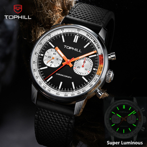 นาฬิกาโครโนกราฟผู้ชาย รุ่นปี <span class=keywords><strong>1963</strong></span> นาฬิกานักบิน เครื่อง <span class=keywords><strong>Seagull</strong></span> ST1901 ระบบกลไก เรืองแสง ขนาด 40 มม. หน้าปัดกระจกเคลือบ สายยาง กันน้ำ - Product Image 2