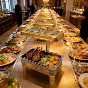 Réchaud à alcool en acier inoxydable doré, 9L, rectangulaire, équipement de maintien au chaud pour buffet, mariage, banquet, usage commercial - Product Image 4