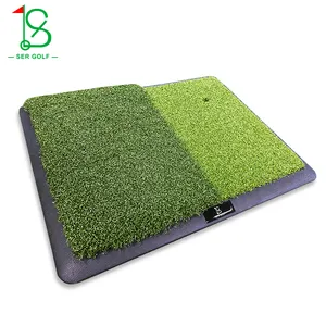 Approvisionnement d'usine Mini 2 en 1 tapis d'entraînement au déchiquetage de golf support en caoutchouc antidérapant double gazon tapis de frappe de golf potable