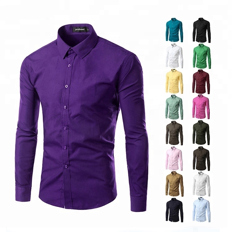 OEM Apparel Factory Multi Color Slim Fit Formal Plus Size 2019 Men's cotton white dress Tuxedo Shirts