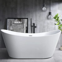 Grande baignoire ovale de luxe moderne de 1,8 m, baignoire autoportante en acrylique pour salle de bain