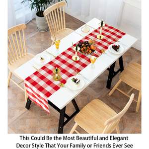 Chemin de table et nappe en coton blanc à carreaux de buffle pour les dîners à la ferme Fabriqué en Chine - Product Image 5