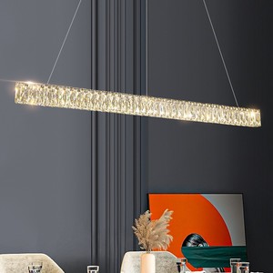 Hanging Linear Pendent <b>Light</b> Dining <b>Room</b> Restaurant Modern Simple Crystal Line Chandelier - Product Image 1