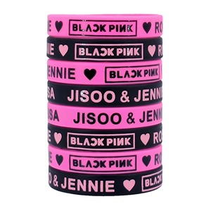 Pulseras de Silicona Redondas Negras y Rosas con Diseño de Letra de Corazón, Joyería Unisex para Regalo - Product Image 5