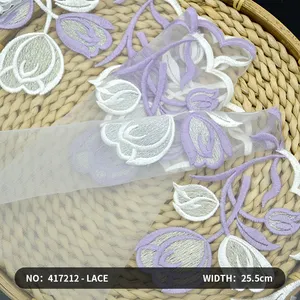 Wholesale Luxury Nylon Material Embroidery Lace Cotton Embroidery Three-dimensional Lace