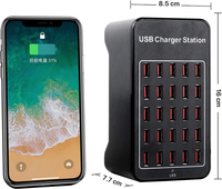 Station de charge USB 25 ports 150W/30A, station de charge USB multiple, chargeur multi-ports pour smartphones, tablettes