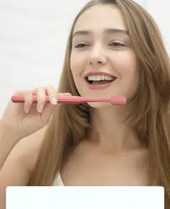 Yetişkinler seyahat ev otel kullanımı için kişiselleştirilmiş özelleştirilmiş düz renk tek kullanımlık diş fırçası