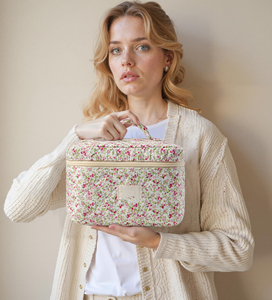 Cotton Quilted Makeup <b>Bag</b> Coquette Accessories Make up <b>Bag</b> Organizer Cute Floral Cosmetic Pouch Travel Makeup <b>Bag</b> for Women - Product Image 6