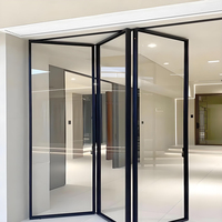 Portes et fenêtres pliantes accordéon Yuantai en verre, cadre en alliage d'aluminium sans cadre, verre trempé, design moderne, salle de bain, cuisine, chambre
