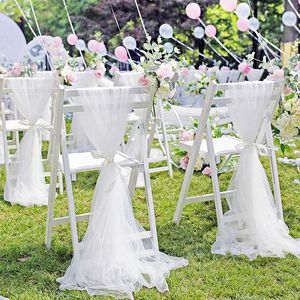 Taplak meja benang susu 200cm, kain kasa kursi sifon selempang belakang Ulang Tahun, taplak meja pernikahan luar ruangan, dekorasi pesta perjamuan - Product Image 3