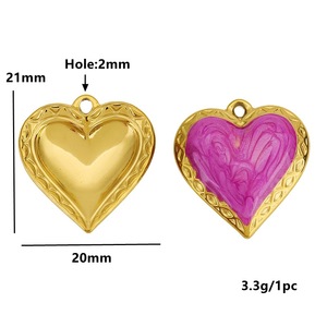 Colgante de Corazón de Acero Inoxidable con Esmalte de Colores, Accesorio de Joyería DIY, Estilo Coreano, Tema de Amor - Product Image 3