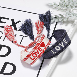Nuevas Pulseras de Amistad Personalizadas con Letras Hechas a Mano, Borlas Trenzadas, Textos 3D Ajustables y Bordados en Tela - Product Image 2