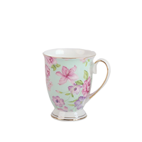 Mug en Porcelaine Fine en Gros, Tasse à Café Florale en Céramique sur Pied avec Logo Personnalisé