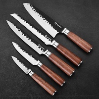 Lot de 4 couteaux de cuisine forgés à la main en acier au carbone 50Cr15mov – Couteau de chef, couteau à désosser, hachoir Viking