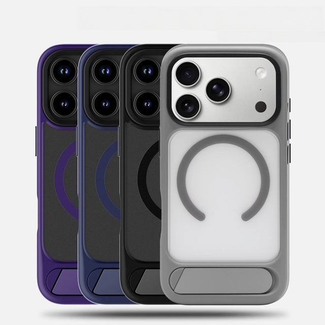 Hidden Folding Kickstand Phone Case for iPhone 18 Pro Max, Skin-Feel Magnetic Matte Shockproof Protective Cover for iPhone 17