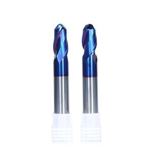 Fresa de extremo esférico de carburo con recubrimiento nano azul de alto rendimiento, HRC65, dos filos, R4x60, 8mm, la más vendida - Product Image 1