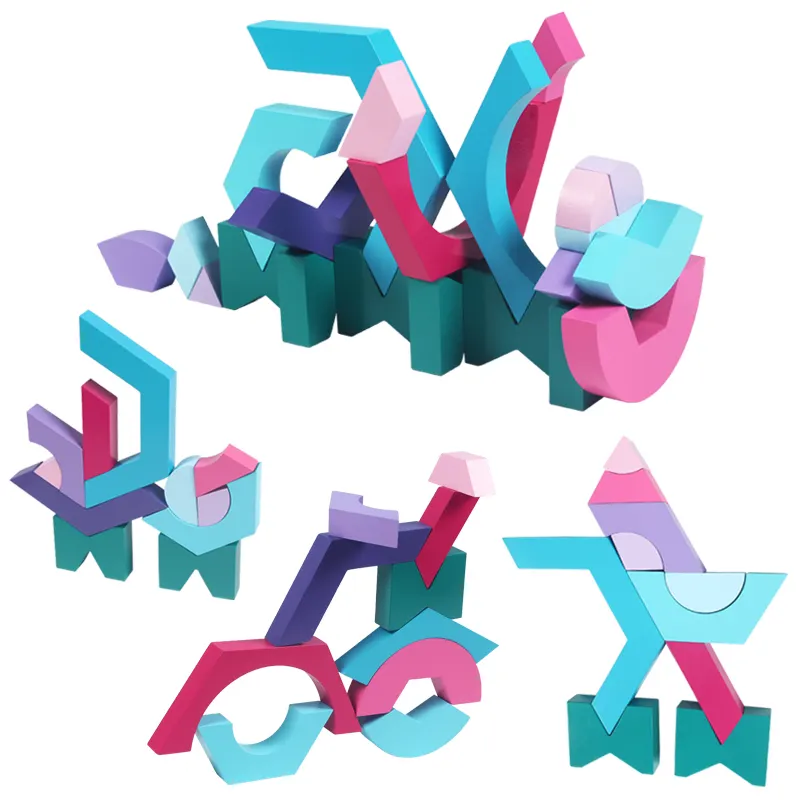 Ahşap oyuncak gökkuşağı yapı taşı renkli kombinasyon geometrik biliş eşleşen erken eğitim bulmaca yaratıcı blok