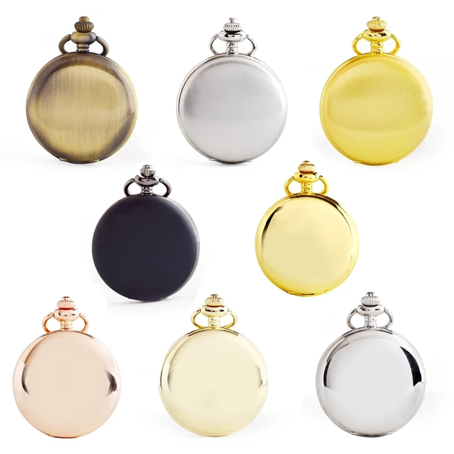 Pocket Watch Smooth Antique Simple Minimalist Watch for Christmas Gift Classic Unisex Flip Pendant Watch with Pocket Chain