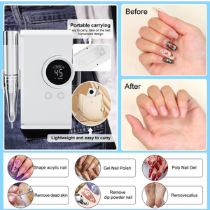 Máy khoan móng điện chuyên nghiệp không dây KV High <span class=keywords><strong>Power</strong></span> <span class=keywords><strong>Jsda</strong></span> màu hồng trắng đen, công suất cao 45000 vòng/phút, cầm tay - Product Image 4