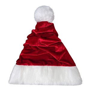 Gorro de Navidad de Papá Noel de terciopelo rojo de 53 cm de altura con pompón blanco y ribete para decoración de fiestas navideñas - Product Image 2