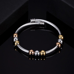 Pulsera de Acero Inoxidable de 3 mm, Cadena de Resorte Ajustable, Cuentas de Bolas de Colores Mezclados, Joyería de Moda Unisex - Product Image 4