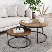 Table basse ronde en métal doré noir, verre latéral en marbre mdf en bois 3 pièces Table basse thé ensemble Table centrale