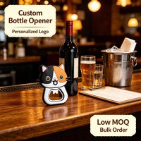 Décapsuleur en PVC personnalisé OEM ODM, design mignon de chat de dessin animé, décapsuleur en caoutchouc souple, vente en gros pour la cuisine, le bar, la décoration de la maison