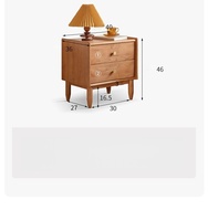 Table de chevet de style minimaliste japonais moderne, en chêne massif de luxe, avec rangement, table d'appoint personnalisée en bois de cerisier, 2 tiroirs