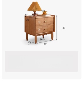 Modern Japanese Minimalist Style Luxury Solid Oak Wood Nightstand Storage <strong>Side</strong> <strong>Table</strong> Custom Cherry Wood 2 <strong>Drawers</strong> - Product Image 6