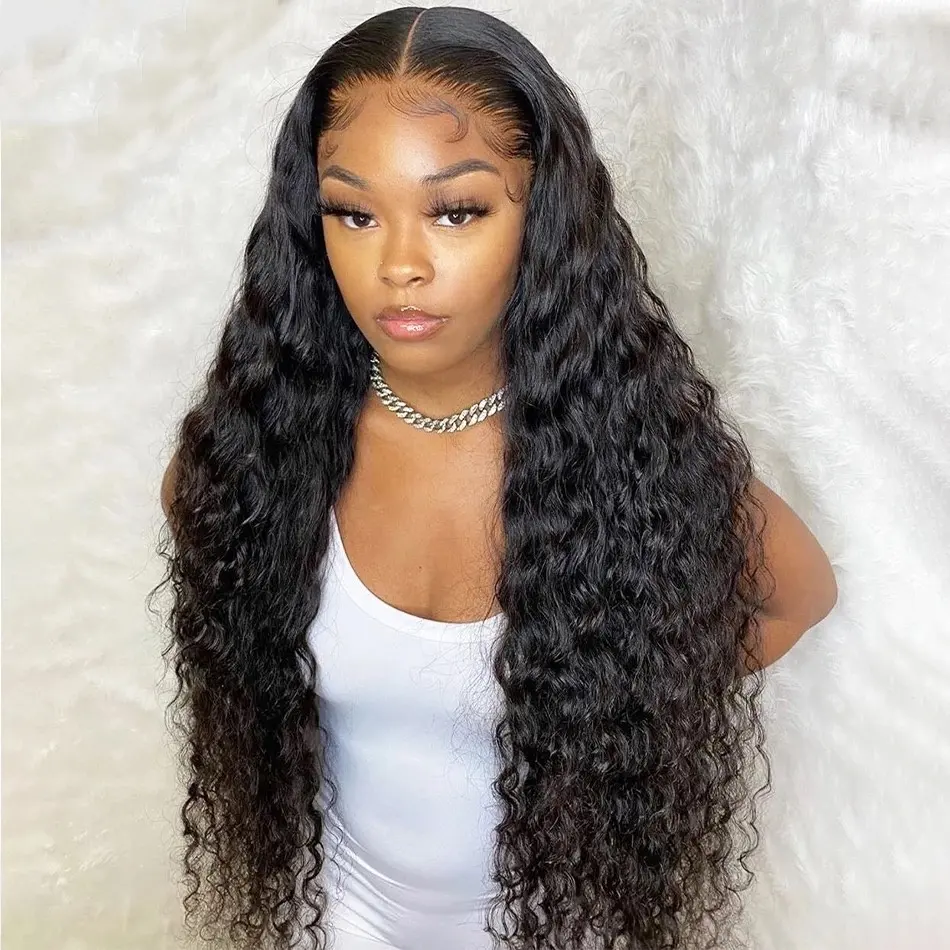 Cambodian Virgin Hair Water Wavy 13X6 Human Hair Lace Front Wigs 180% Density Human Hair Wigs Wigs For Black Women