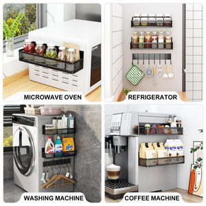 Kim loại gia vị giá từ Wall Mount nổi tủ lạnh lưu trữ Kệ <span class=keywords><strong>3</strong></span> gói đen lưu trữ Organizer cho nguồn cung cấp Nhà Bếp - Product Image 6