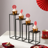Support de présentation noir pour table de desserts de mariage et d'anniversaire, plateau de service pour pâtisseries et gâteaux, présentoir alimentaire pour événements et décorations