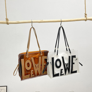 Mode grand sac fourre-tout en PVC Transparent multicolore Ins Style sac à main cadeau sac à provisions en plastique avec Logo et dire quelques mots - Product Image 1