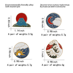 Vintage soleil lune <span class=keywords><strong>mont</strong></span> Fuji vagues émail perle broches broches classique métal rond épinglette <span class=keywords><strong>dame</strong></span> Baroque manteau vêtements Badges - Product Image 4