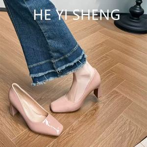 2024 eleganti <span class=keywords><strong>tacchi</strong></span> alti Nude nuove décolleté singole in stile francese per hostess di <span class=keywords><strong>Hotel</strong></span> lavoro professionale altezza crescente per l'estate - Product Image 3