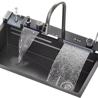 Prix de gros Liangshun W-7545B Évier de cuisine simple encastrable en acier inoxydable 304, multifonction intelligent à cascade, fait main