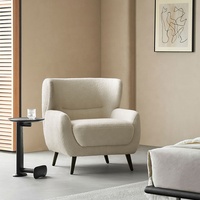 Fauteuil inclinable Zayshine en velours blanc crème, style nordique moderne, pour salon ou chambre, pieds en bois massif, fauteuil de détente